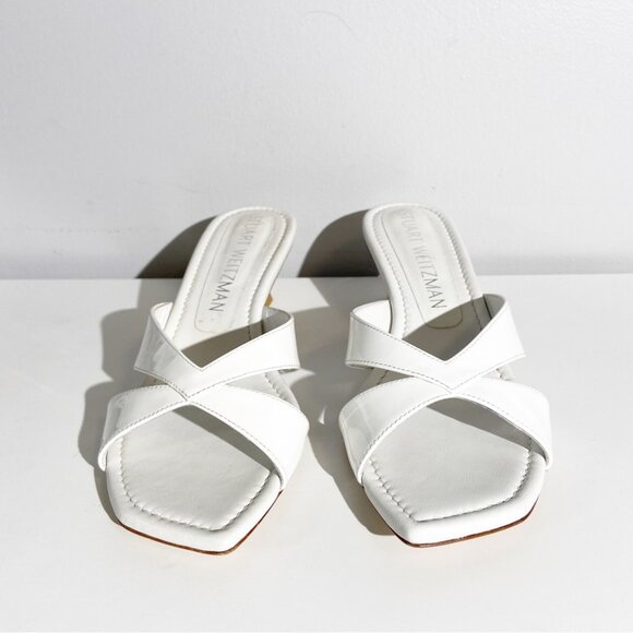 NWT STUART WEITZMAN Miami Xcurve 50 Slide in White - Picture 3 of 8